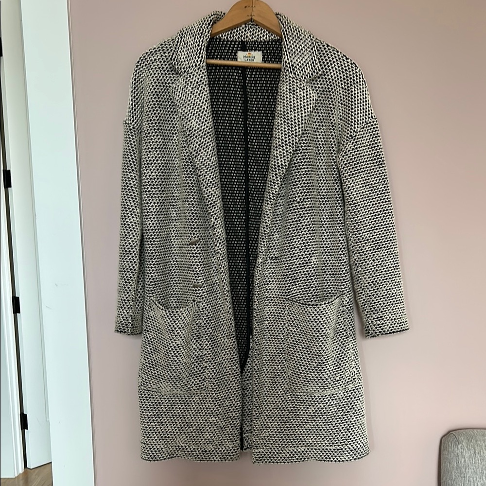 Marine Layer Women's Black and White Knit Cardigan jacket